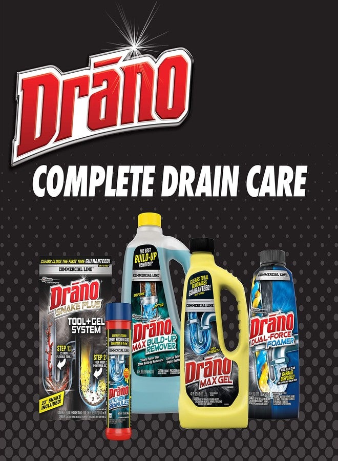 Drano Snake Plus Tool and Gel System, Drain Snake with Drain Clog Remover Gel, Unclogs and Removes Hair and Blockages, Commercial Line 16 Fl oz and 23 Inch Tool - Image 5